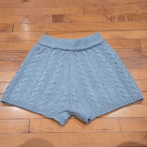 Women's Blue Cable Knit Shorts